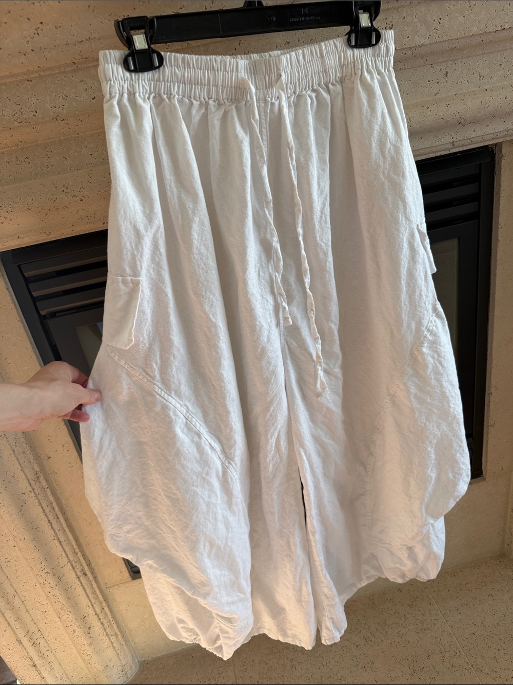 Wide Leg Flowy Linen Pants - White